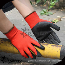 SRSAFETY 13g polyester latex coated gloves/garden gloves